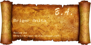 Briger Anita névjegykártya